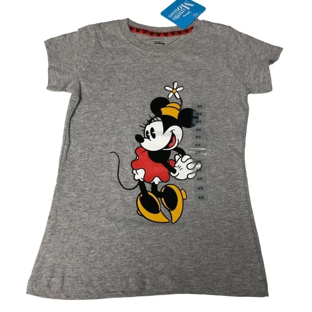 DISNEY MINI MOUSE GRAY TEE SIZE 4/5 NWT‎